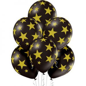 Черные воздушные шары Belbal с нарисованным золотистыми звездами