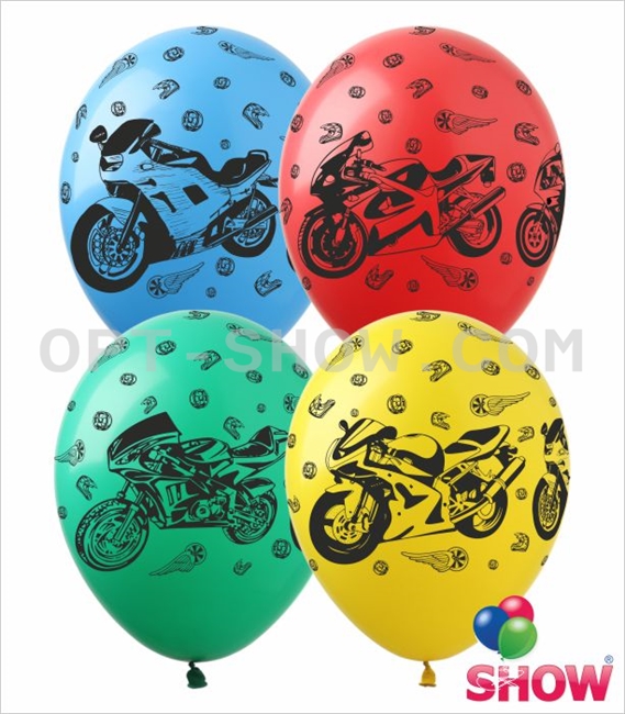 Латексные шарики с рисунком Мотоциклы