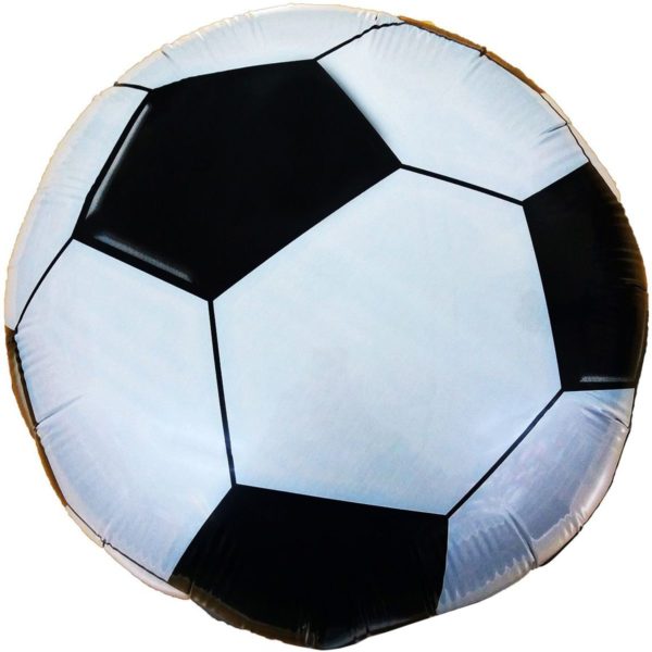 Фольгированный шарик с рисунком футбольного мяча. Размер 45 см.