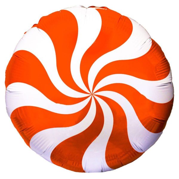 Фольгированный шарик с рисунком конфетка оранжевая. Размер 45 см.