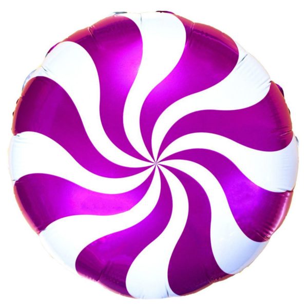 Фольгированный шарик с рисунком конфетка малиновая. Размер 45 см.