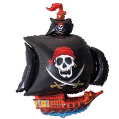 Фольгированный шар фигура пиратский корабль. Размер 78х105 см
