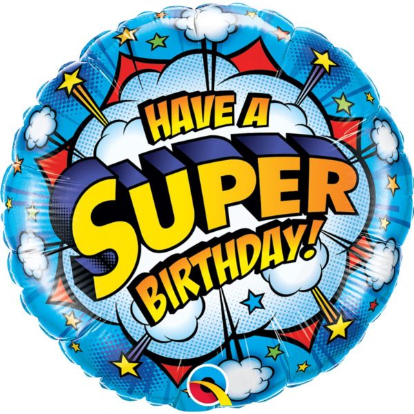 Фольгированный шарик с Днем рождения, супер День рождения. Размер 45 см.