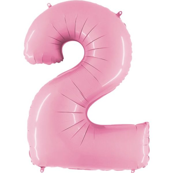 Фольгированный шар в форме цифры два розовый. Размер 1 метр.