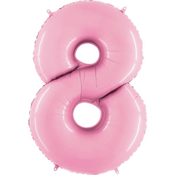 Фольгированный шар в форме цифры восемь розовый. Размер 1 метр.