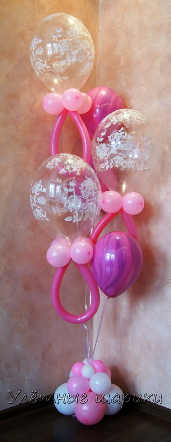 Фигура из воздушных шариков розовые пустышки. Высота до 1.7 м.