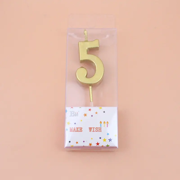 Свічка цифра "5" золото