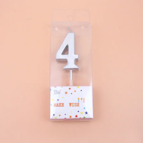 Свічка цифра "4" срібло