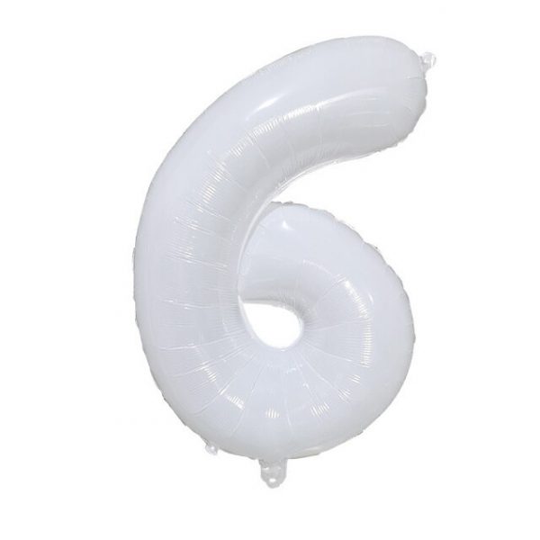 Фольгированный шар в форме белой цифры 6.