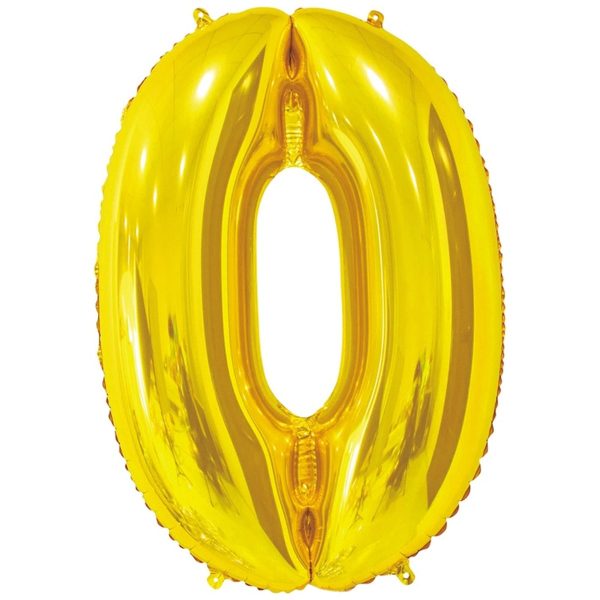 Фольгированный шар в форме цифры ноль золотистого цвета. Размер - 66 см.