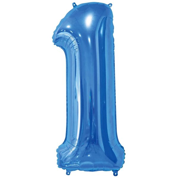 Фольгированный шар в форме цифры один голубого цвета. Размер - 66 см.