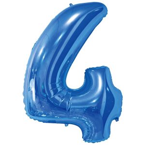 Фольгированный шар в форме цифры четыре голубого цвета. Размер - 66 см.
