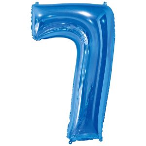 Фольгированный шар в форме цифры семь голубого цвета. Размер - 66 см.