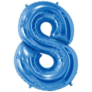 Фольгированный шар в форме цифры восемь голубого цвета. Размер - 66 см.