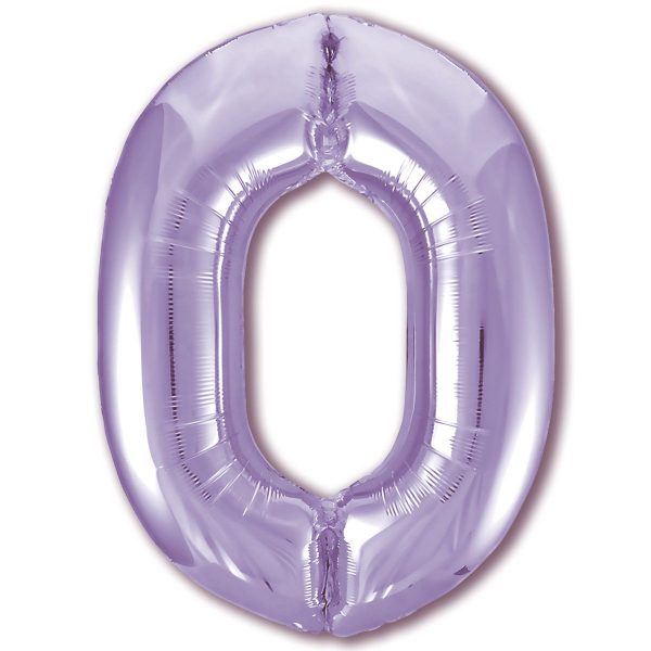 Большой фольгированный шар в форме цифры ноль фиолетового цвета.