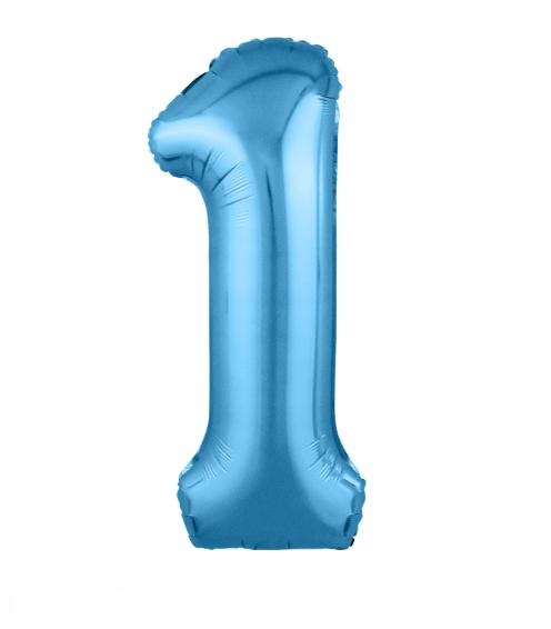 Фольгированные шары-цифры Слим голубой “1” Размер 102 см.