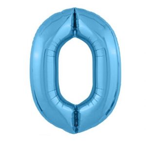 Фольгированные шары-цифры Слим голубой “0” Размер 102 см.