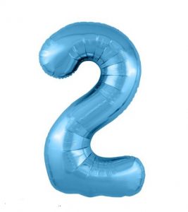 Фольгированные шары-цифры Слим голубой “2” Размер 102 см.