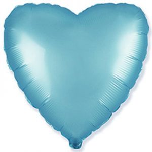 Фольгированное сердце сатин голубое