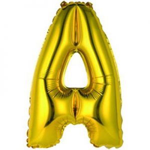 Фольгированный воздушный шар в форме золотистой буквы "А"