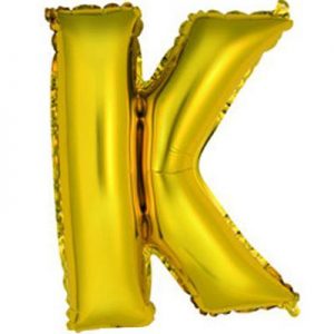 Фольгированный воздушный шар в форме золотистой буквы "К". Размер в надутом виде - 14 дюймов (около 36 сантиметров). Надувается воздухом (не летает с гелием).
