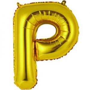 Фольгированный воздушный шар в форме золотистой буквы "Р"