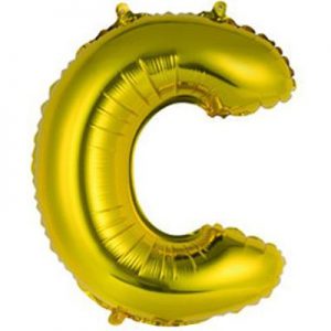 Фольгированный воздушный шар в форме золотистой буквы "С".