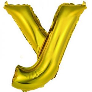 Фольгированный воздушный шар в форме золотистой буквы "У".