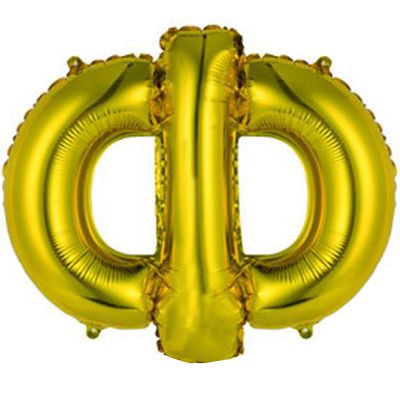 Фольгированный воздушный шар в форме золотистой буквы "Ф".
