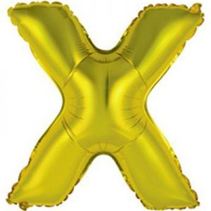 Фольгированный воздушный шар в форме золотистой буквы "Х"