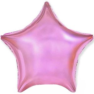 Фольгированная звезда металлик розовая.