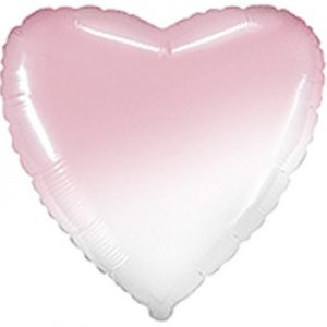 Фольгированное сердце бело-розовое. Размер 45 см.