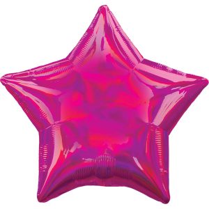 Фольгированная звезда розовая голография