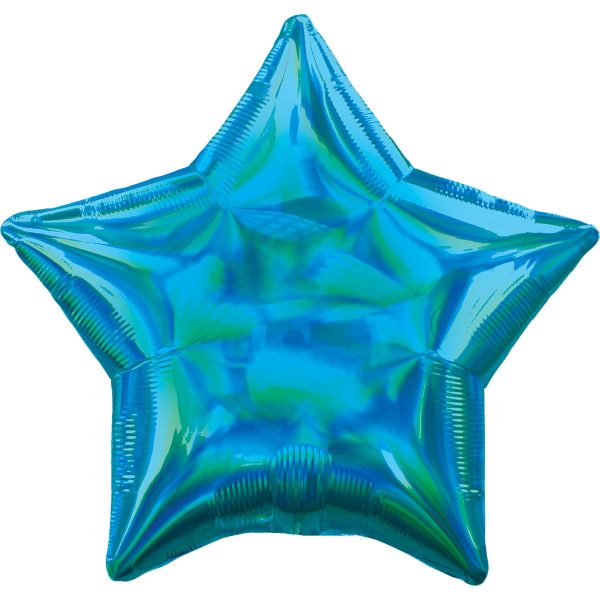 Фольгированная звезда голубая голография.