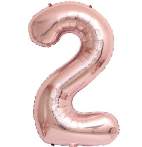 Фольгированный шар в форме цифры 2 розовое золото.