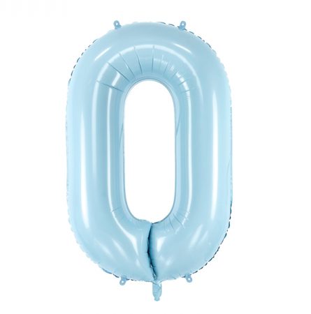 Фольгированный шар в форме голубой цифры 0.