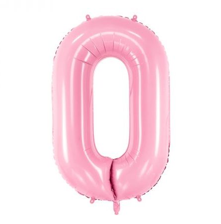 Фольгированный шар в форме розовой цифры 0. Размер – 66 см.