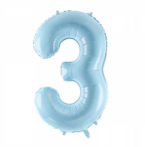 Фольгированный шар в форме голубой цифры 3.