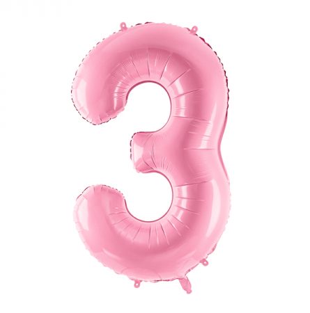 Фольгированный шар в форме розовой цифры 3.