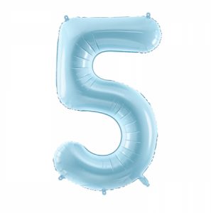 Фольгированный шар в форме голубой цифры 5.