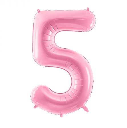 Фольгированный шар в форме розовой цифры 5.