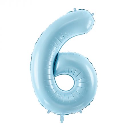 Фольгированный шар в форме голубой цифры 6.