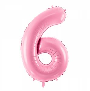 Фольгированный шар в форме розовой цифры 6.