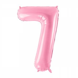 Фольгированный шар в форме розовой цифры 7.