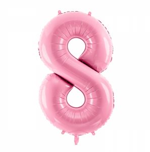 Фольгированный шар в форме розовой цифры 8.