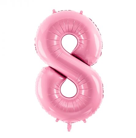 Фольгированный шар в форме розовой цифры 8.