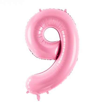 Фольгированный шар в форме розовой цифры 9.