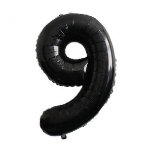 Фольгированный шар в форме черной цифры 9. Размер – 66 см.
