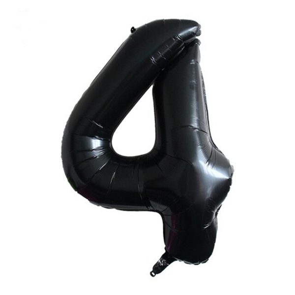 Фольгированный шар в форме черной цифры 4. Размер – 66 см.