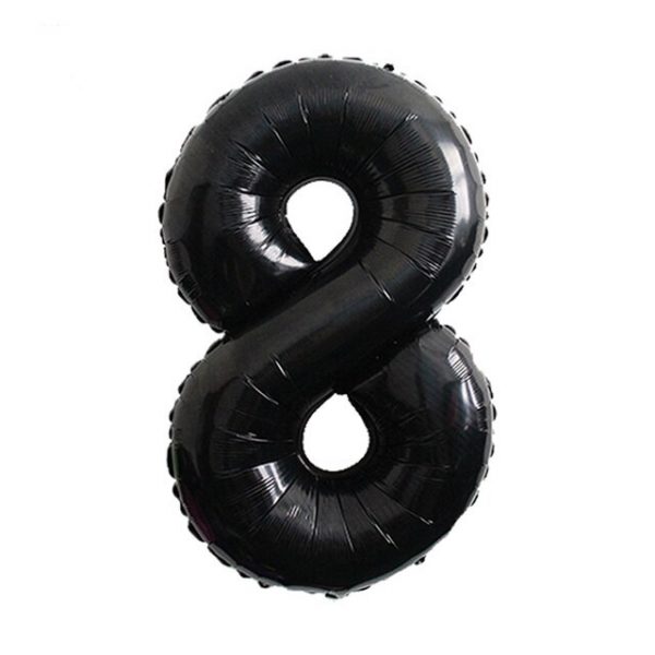 Фольгированный шар в форме черной цифры 8. Размер – 66 см.